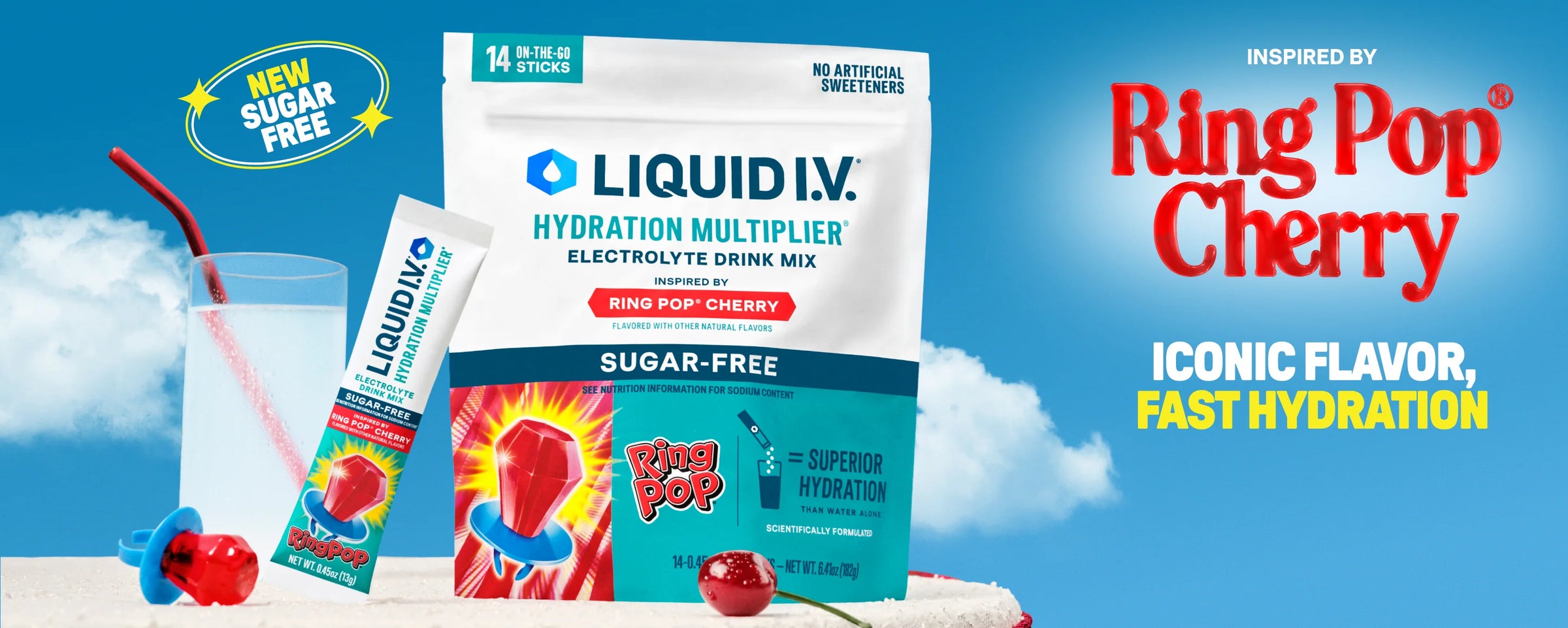 Ring Pop® Cherry Hydration Multiplier® Sugar-Free - Bright Flow